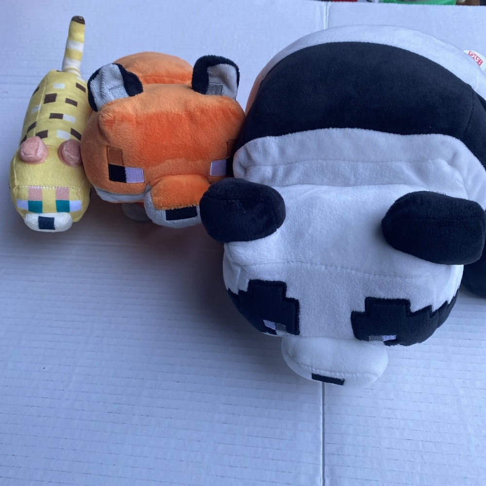 Minecraft Mojang Plush Lot Of Ocelot Fox Panda Animals